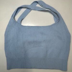 Oh Polly! Women's Blue Ribbed Knit Bralette